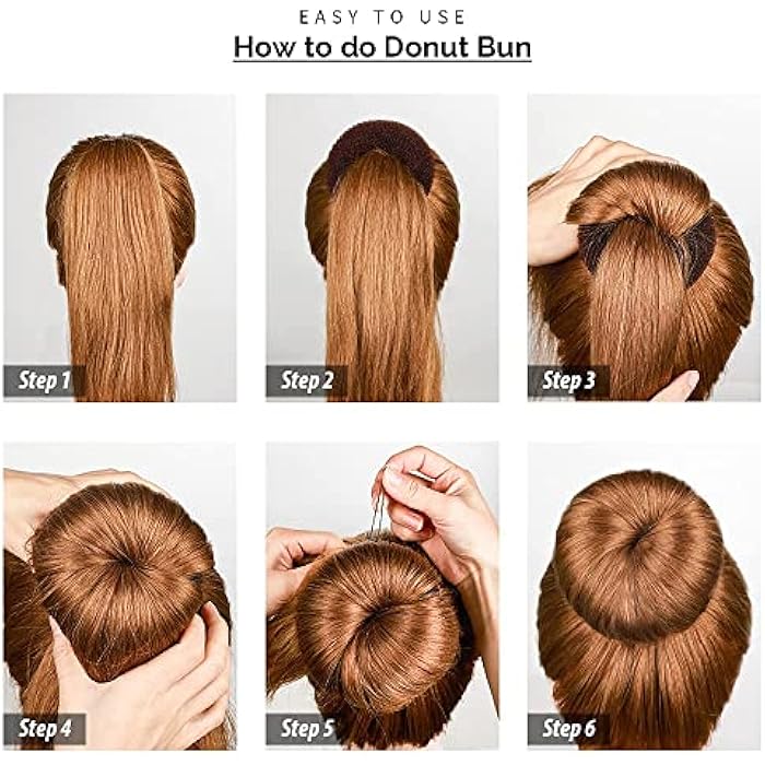 DELFINO Extra Small Hair Bun Maker for Kids, Nylon Hair Donut Sock Bun Form for Girls Mini Hair Doughnut Shaper for Short and Thin Hair Small Size 2 Inch(6 PCS - Dark Brown) - Image 5